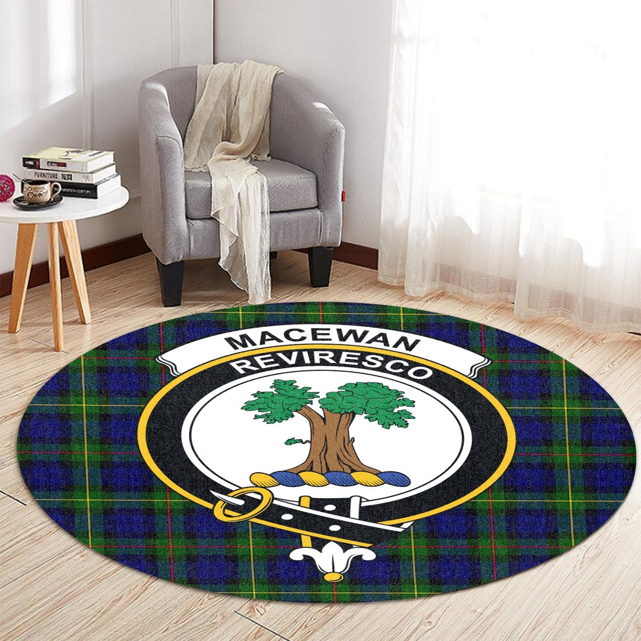 MacEwan Tartan Crest Round Rug