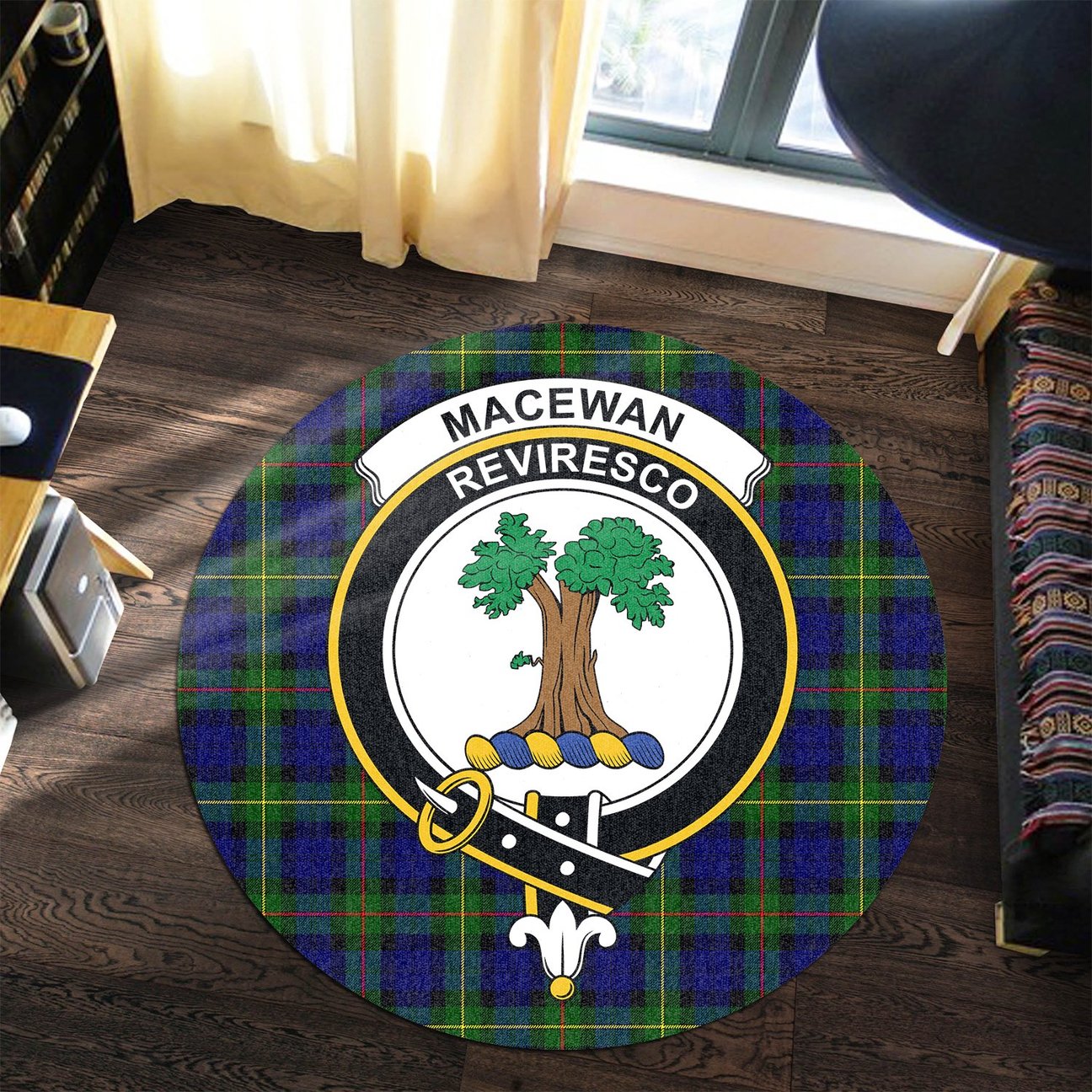 MacEwan Tartan Crest Round Rug