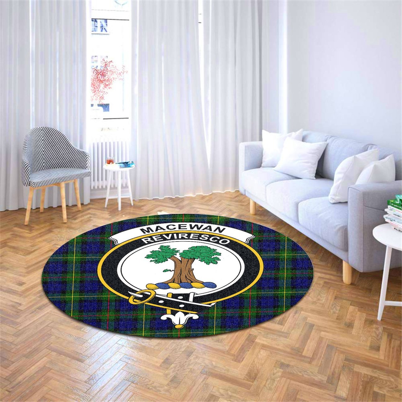 MacEwan Tartan Crest Round Rug