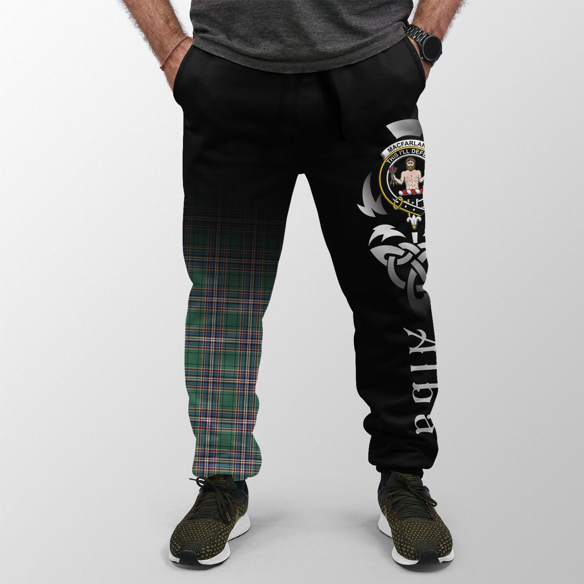 MacFarlane Hunting Ancient Tartan Crest Jogger Sweatpants - Alba Celtic Style