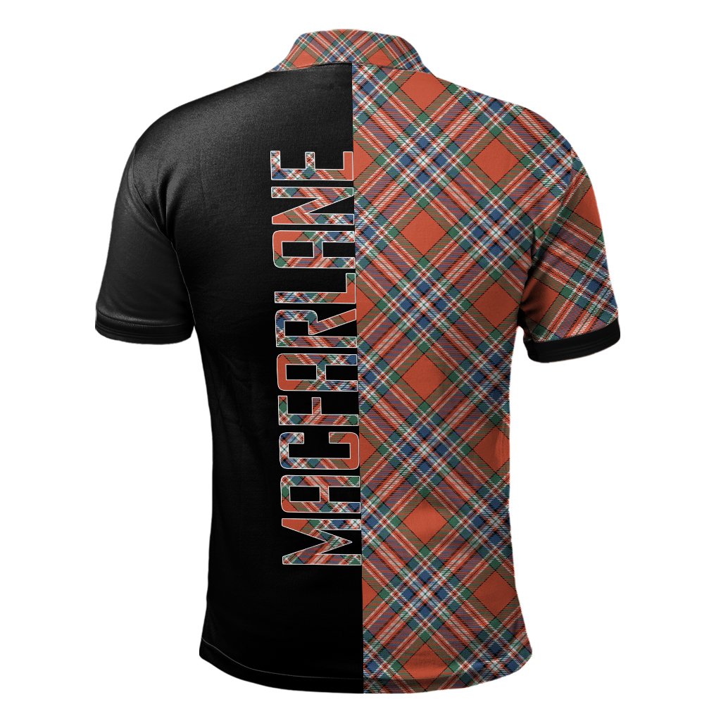 MacFarlane Ancient Tartan Polo Shirt Half of Me - Cross Style