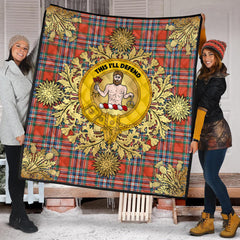 MacFarlane Ancient Tartan Crest Premium Quilt - Gold Thistle Style