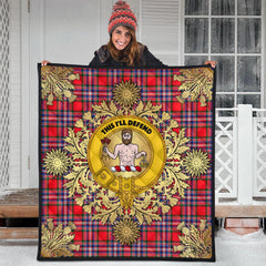 MacFarlane Modern Tartan Crest Premium Quilt - Gold Thistle Style