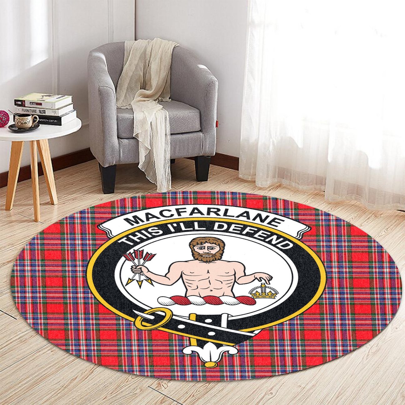 MacFarlane Modern Tartan Crest Round Rug