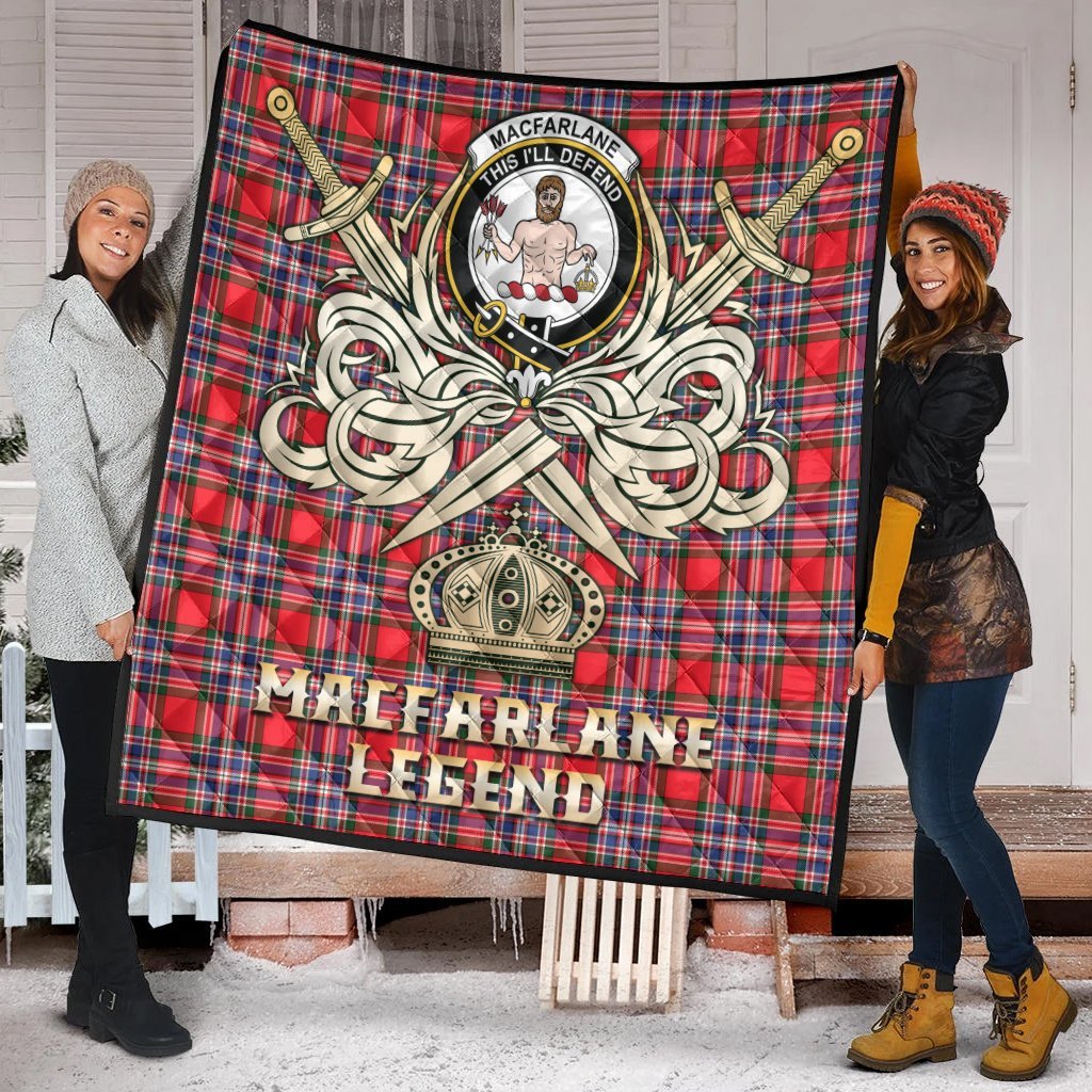 MacFarlane Modern Tartan Crest Legend Gold Royal Premium Quilt