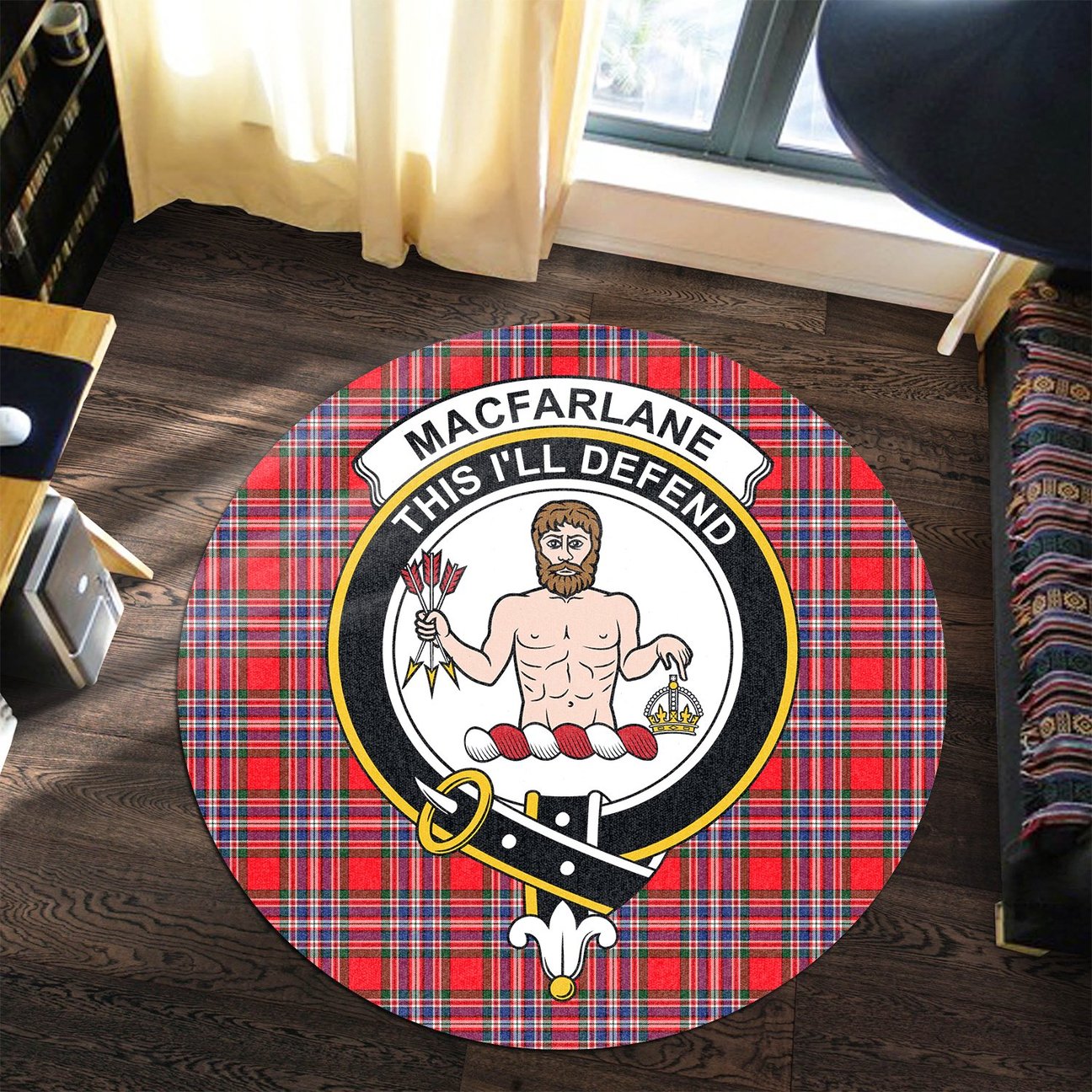 MacFarlane Modern Tartan Crest Round Rug