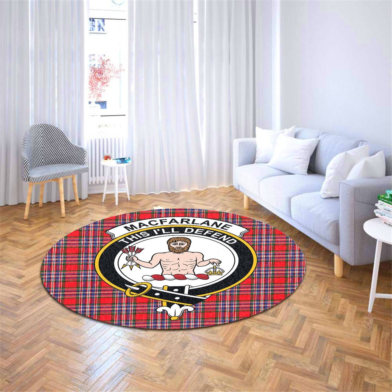 MacFarlane Modern Tartan Crest Round Rug