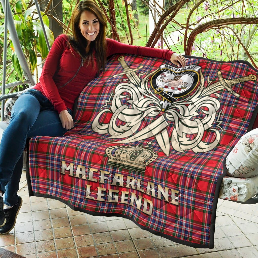 MacFarlane Modern Tartan Crest Legend Gold Royal Premium Quilt