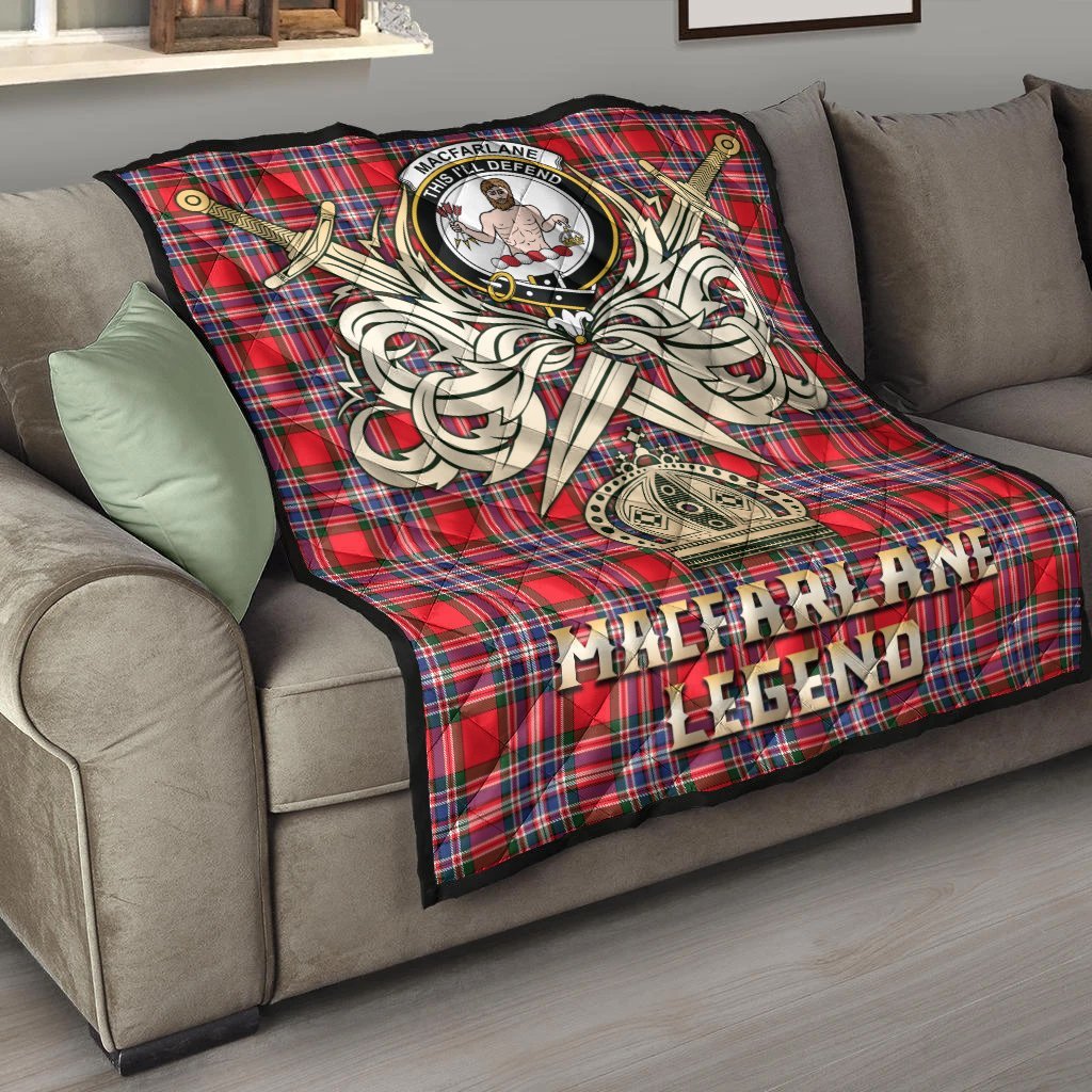 MacFarlane Modern Tartan Crest Legend Gold Royal Premium Quilt