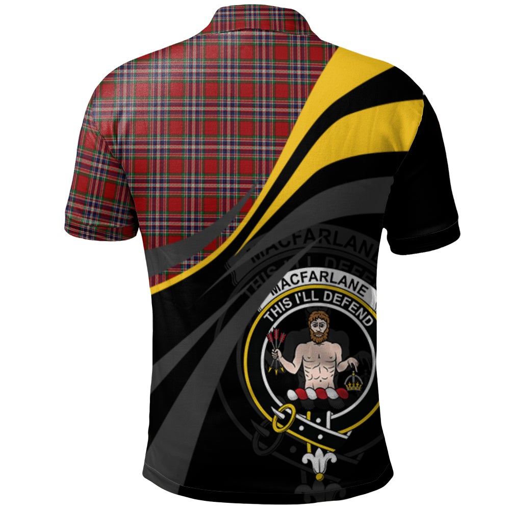 MacFarlane Red Tartan Polo Shirt - Royal Coat Of Arms Style