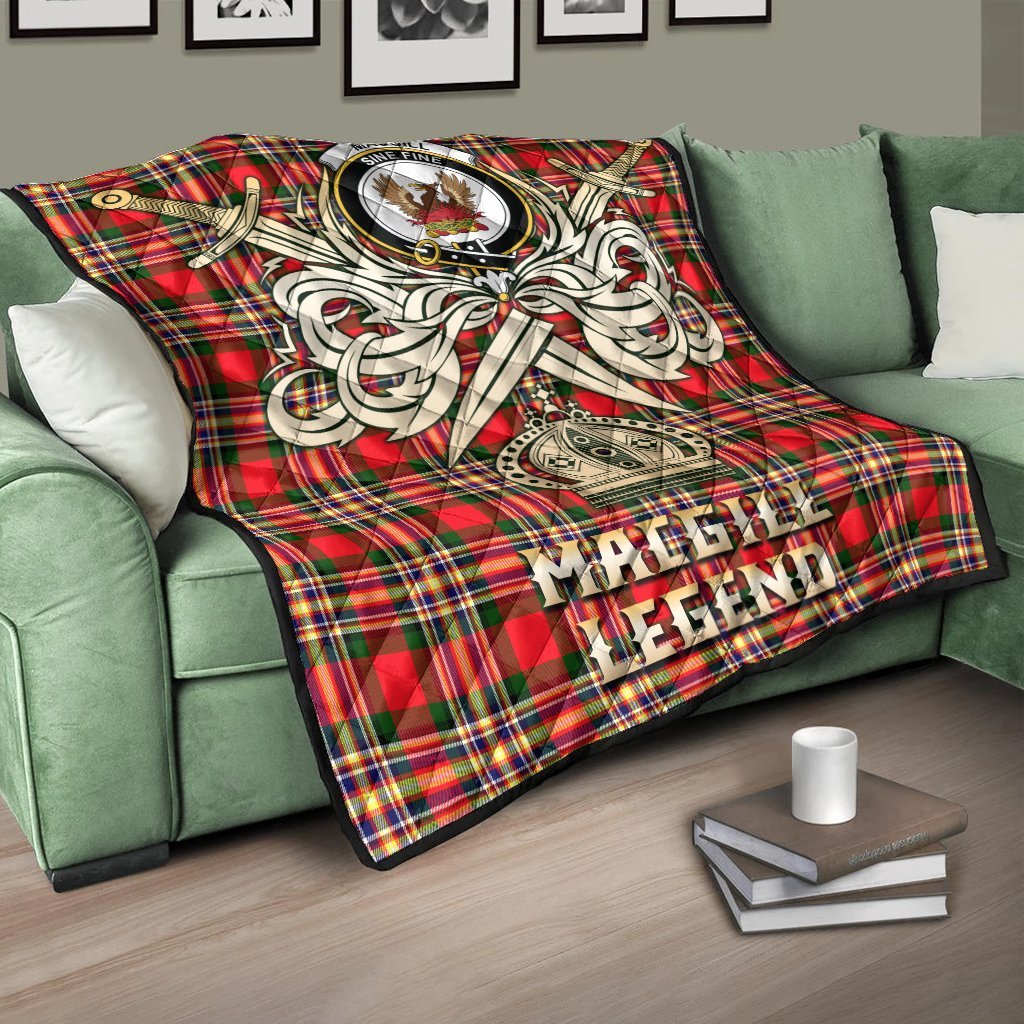 MacGill Modern Tartan Crest Legend Gold Royal Premium Quilt