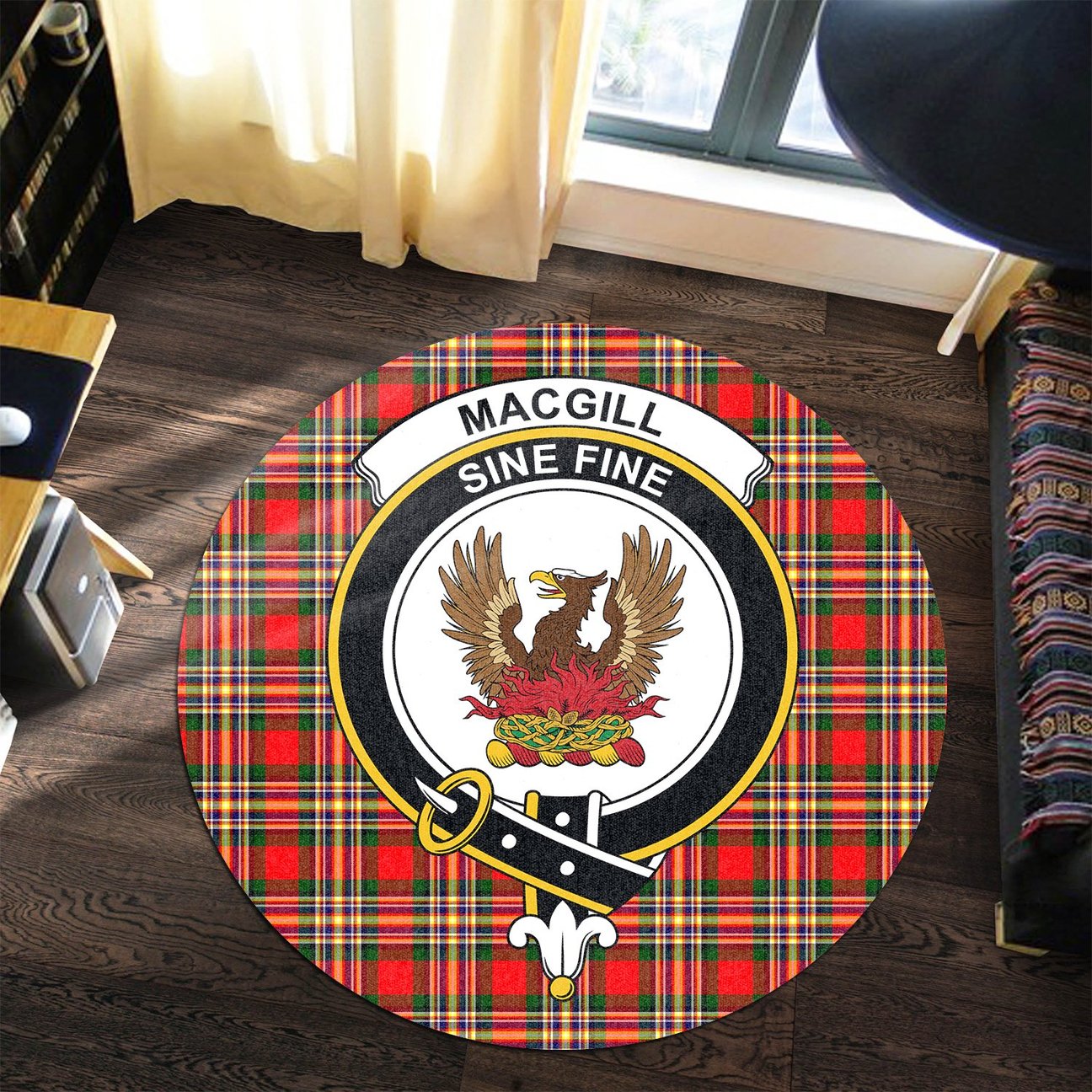 MacGill Modern Tartan Crest Round Rug