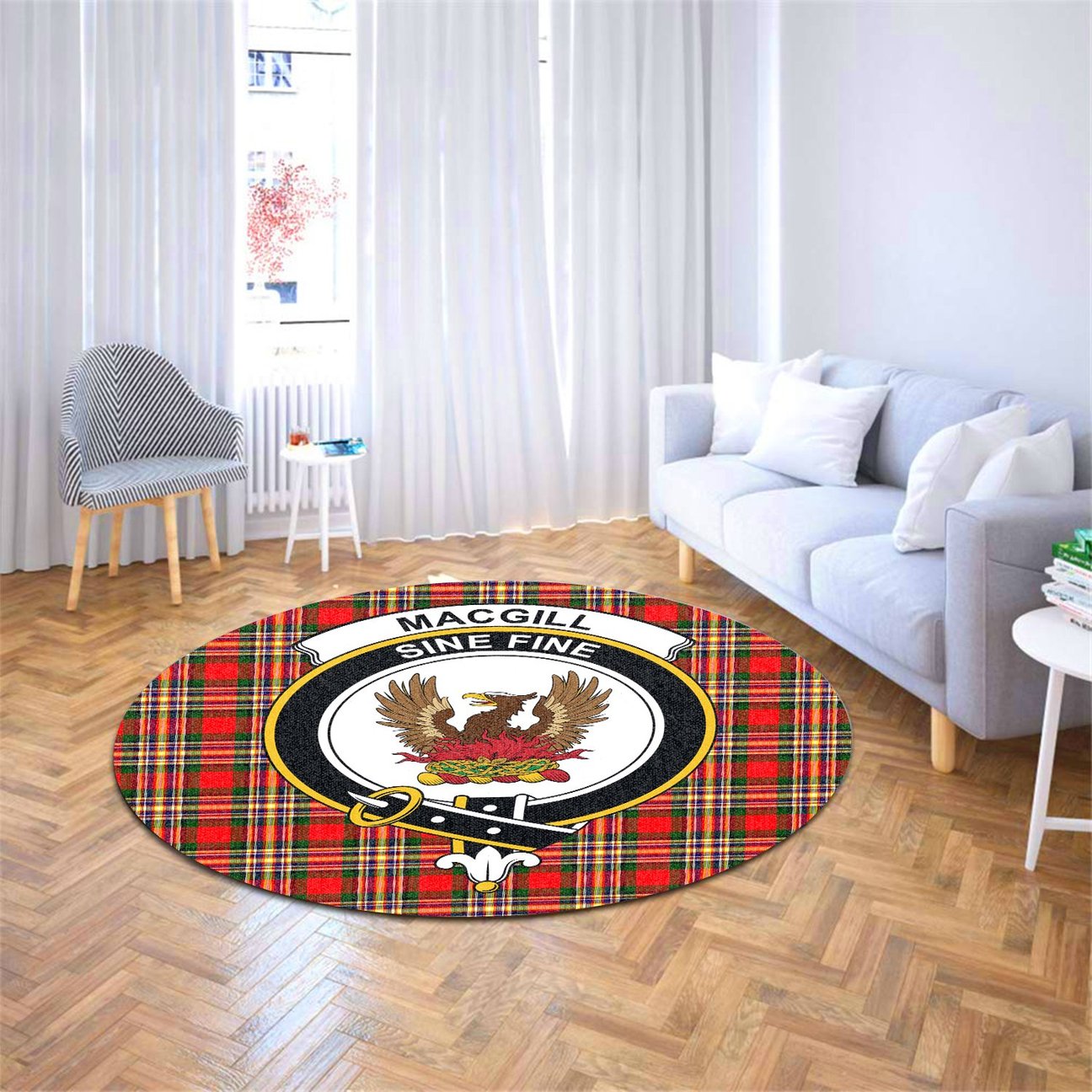 MacGill Modern Tartan Crest Round Rug