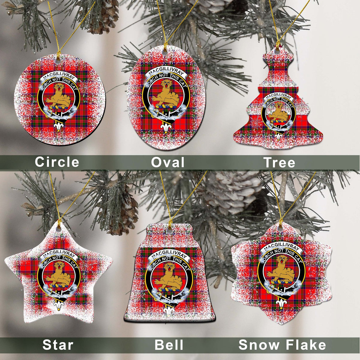 MacGillivray Tartan Christmas Ceramic Ornament - Snow Style