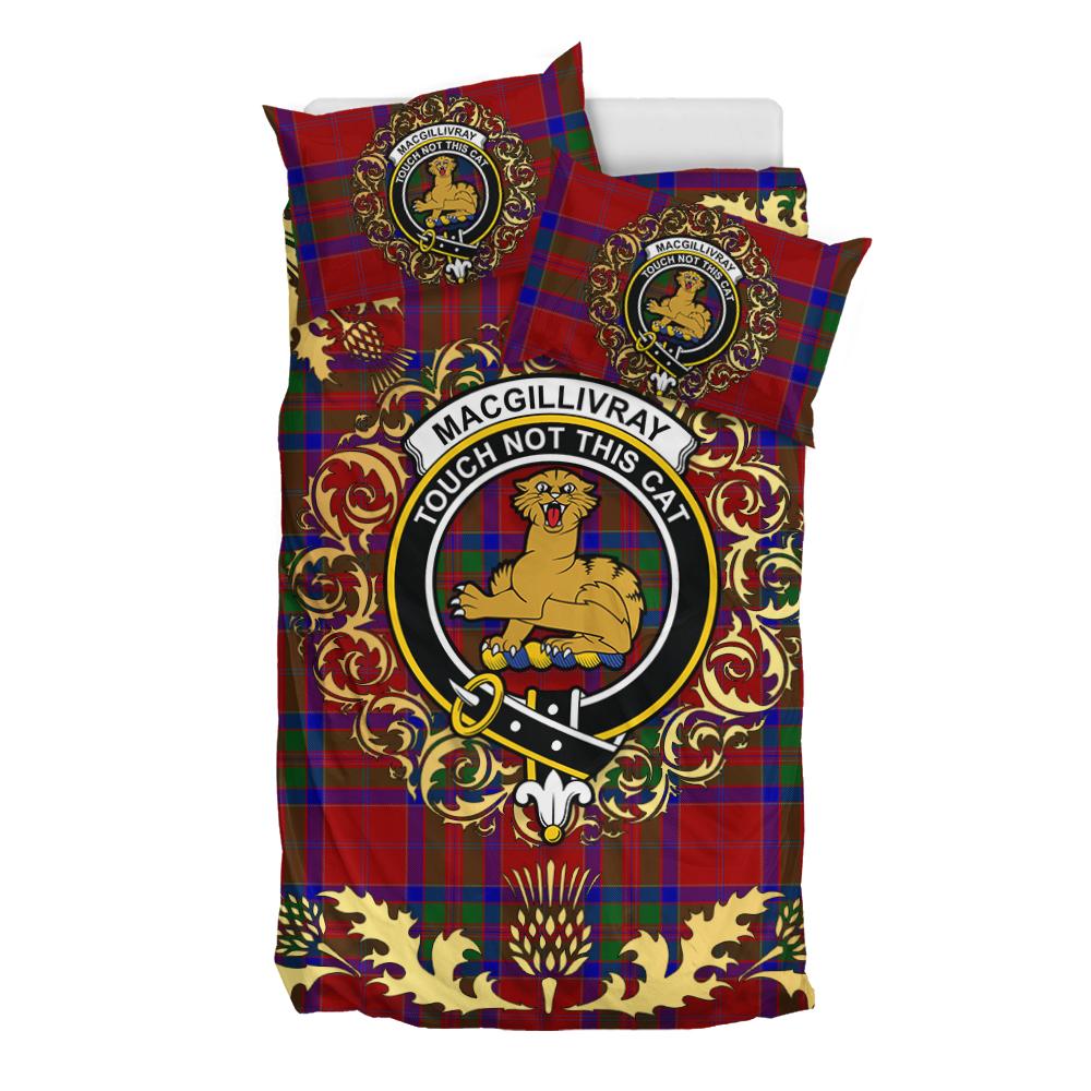 MacGillivray Tartan Crest Bedding Set - Golden Thistle Style