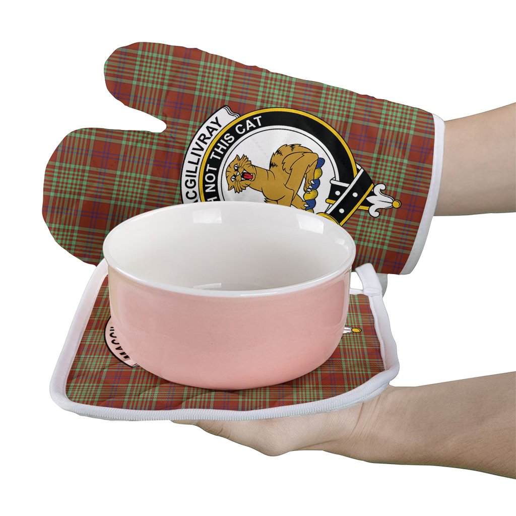 MacGillivray Hunting Ancient Tartan Crest Oven Mitt And Pot Holder (2 Oven Mitts + 1 Pot Holder)