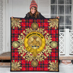 MacGillivray Modern Tartan Crest Premium Quilt - Gold Thistle Style