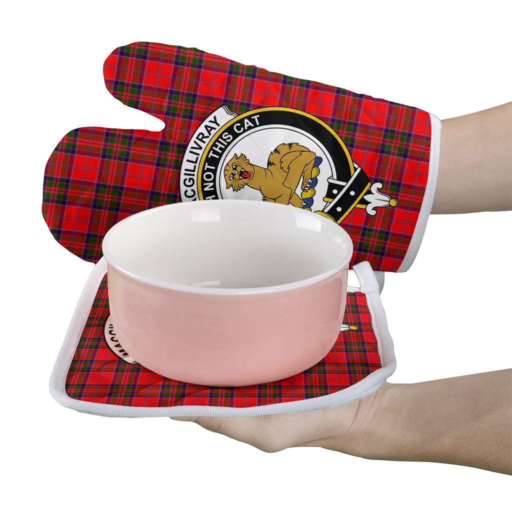 MacGillivray Modern Tartan Crest Oven Mitt And Pot Holder (2 Oven Mitts + 1 Pot Holder)