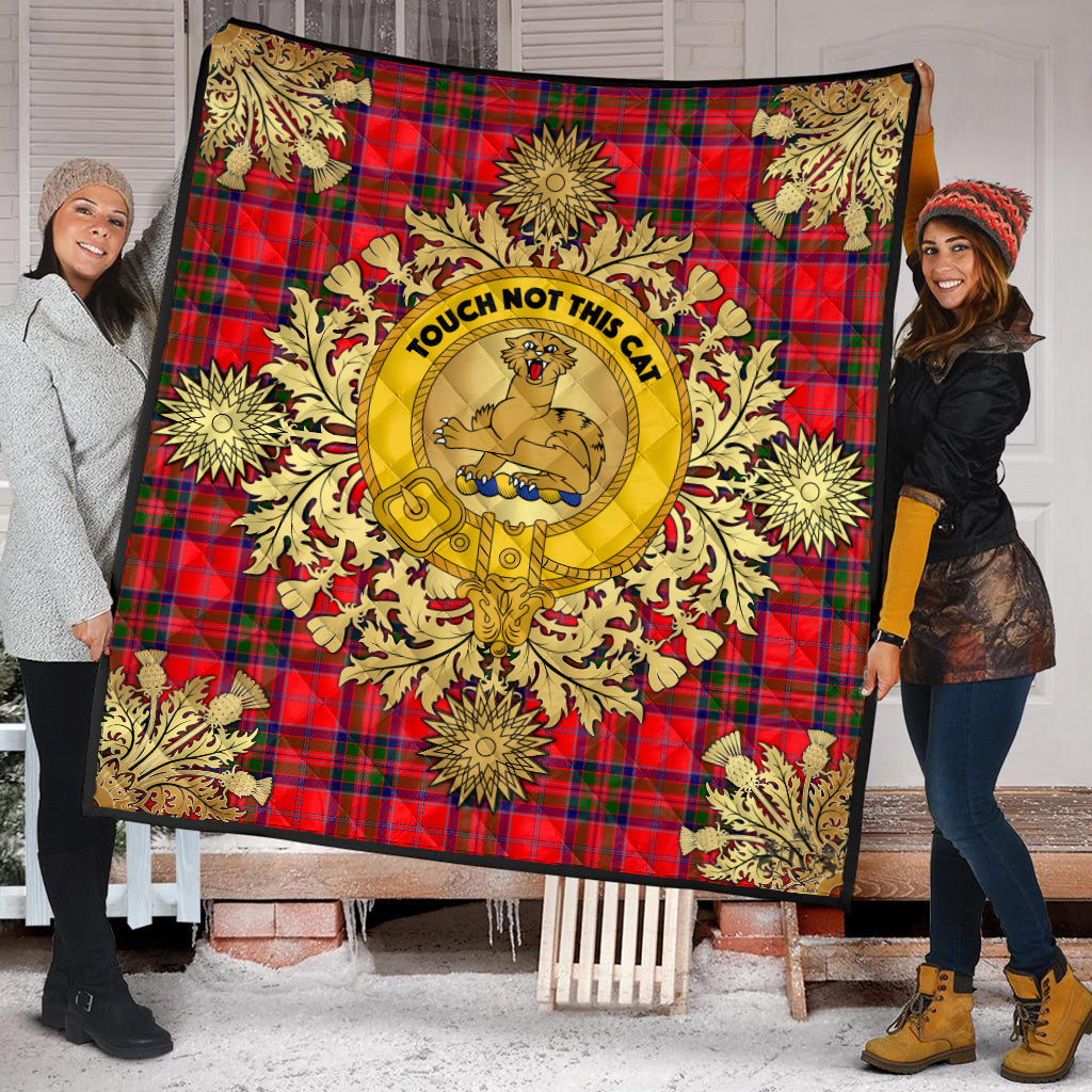 MacGillivray Modern Tartan Crest Premium Quilt - Gold Thistle Style