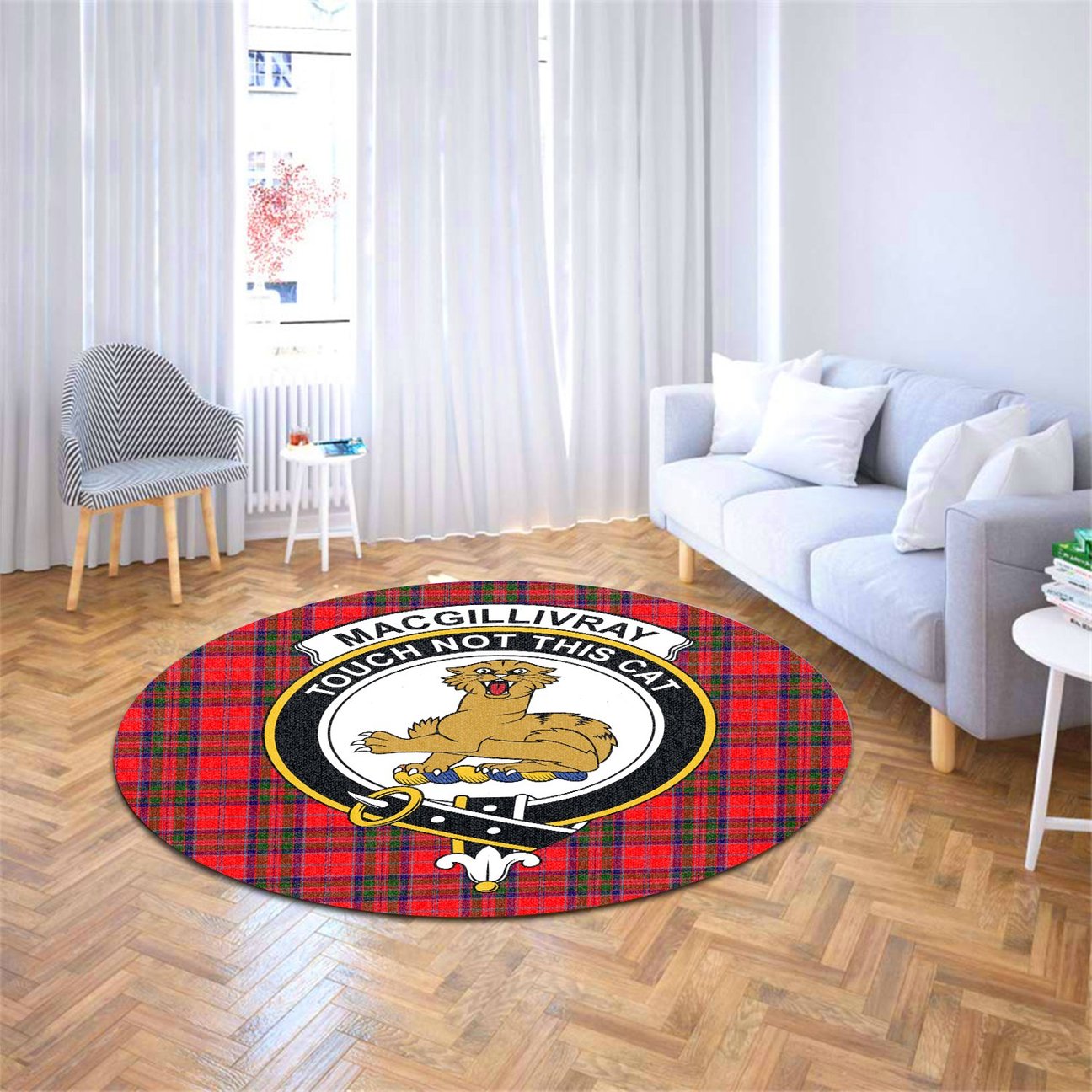 MacGillivray Modern Tartan Crest Round Rug