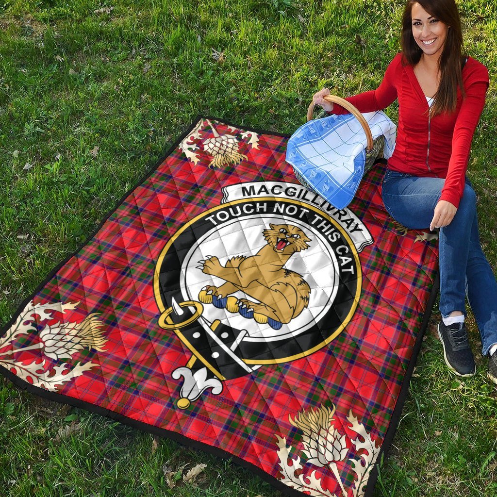 MacGillivray Modern Tartan Crest Premium Quilt - Gold Thistle Style