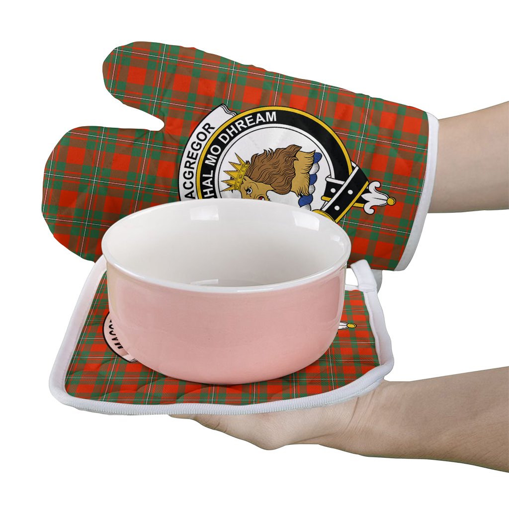 MacGregor Ancient Tartan Crest Oven Mitt And Pot Holder (2 Oven Mitts + 1 Pot Holder)