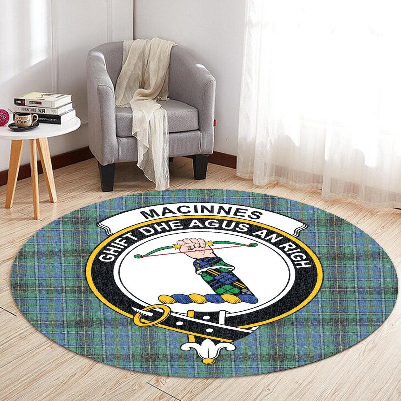 MacInnes Ancient Tartan Crest Round Rug