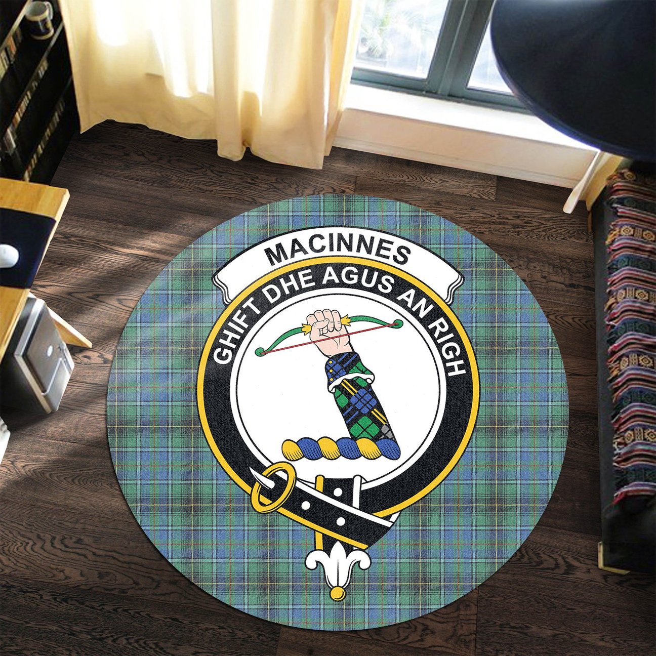 MacInnes Ancient Tartan Crest Round Rug