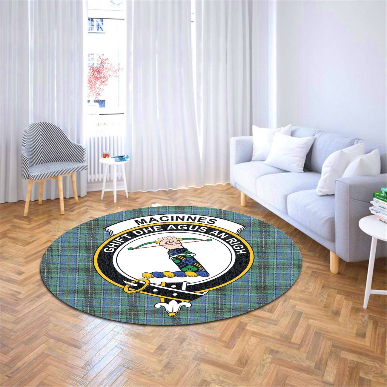 MacInnes Ancient Tartan Crest Round Rug