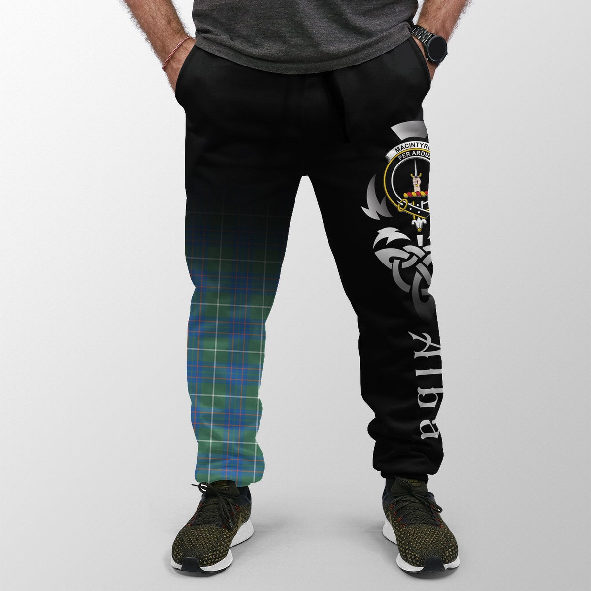 MacIntyre Hunting Ancient Tartan Crest Jogger Sweatpants - Alba Celtic Style