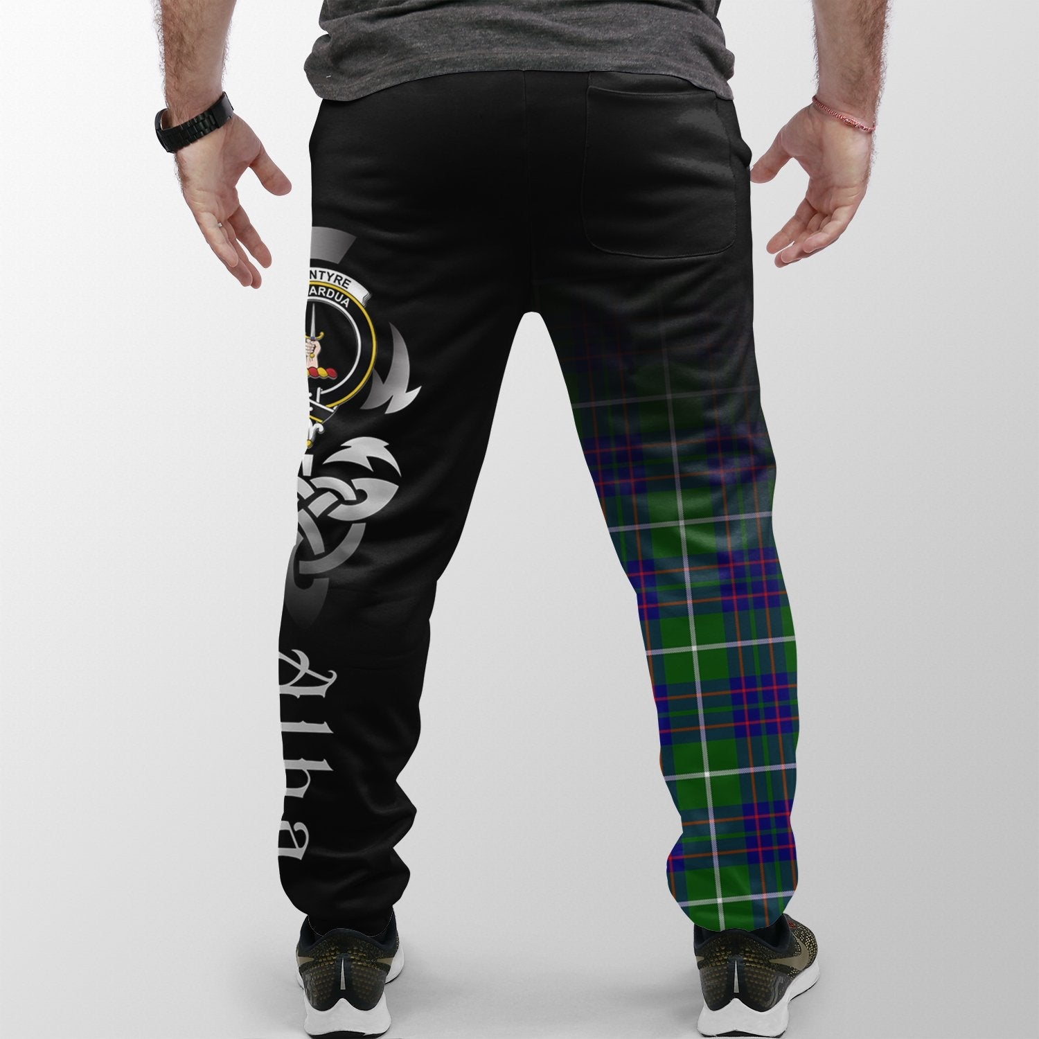 MacIntyre Hunting Modern Tartan Crest Jogger Sweatpants - Alba Celtic Style