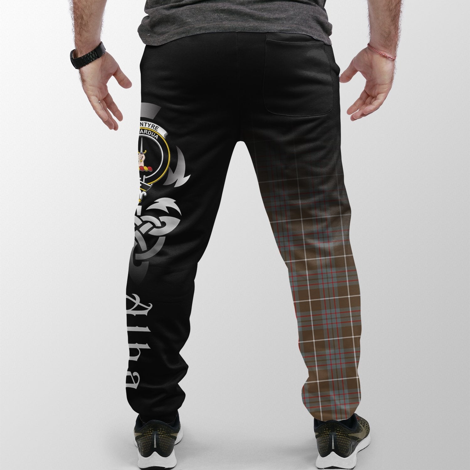 MacIntyre Hunting Weathered Tartan Crest Jogger Sweatpants - Alba Celtic Style