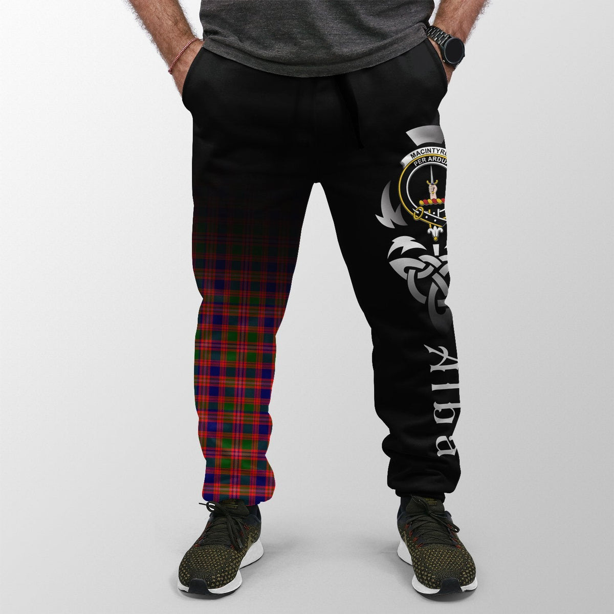 MacIntyre Modern Tartan Crest Jogger Sweatpants - Alba Celtic Style