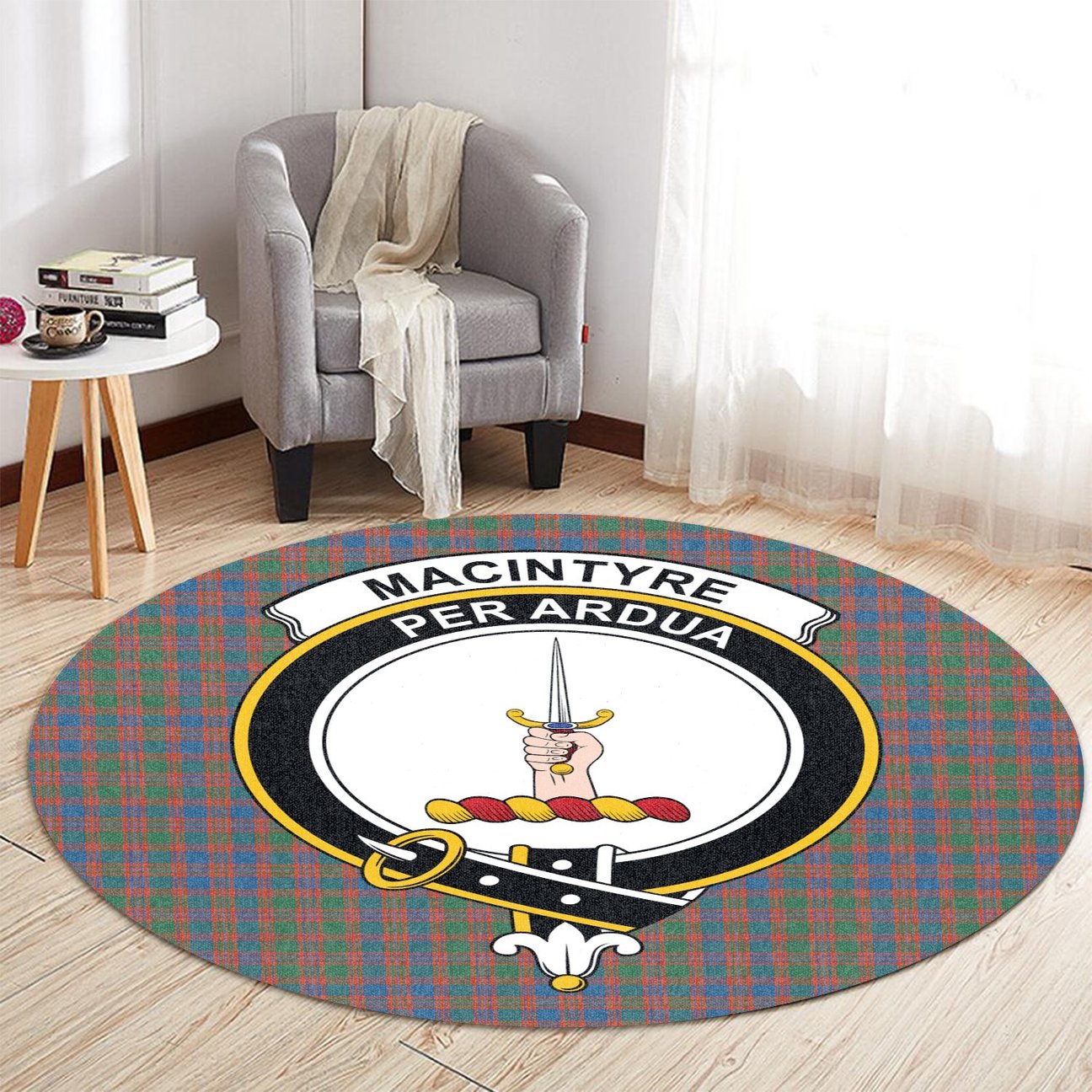 MacIntyre Ancient Tartan Crest Round Rug