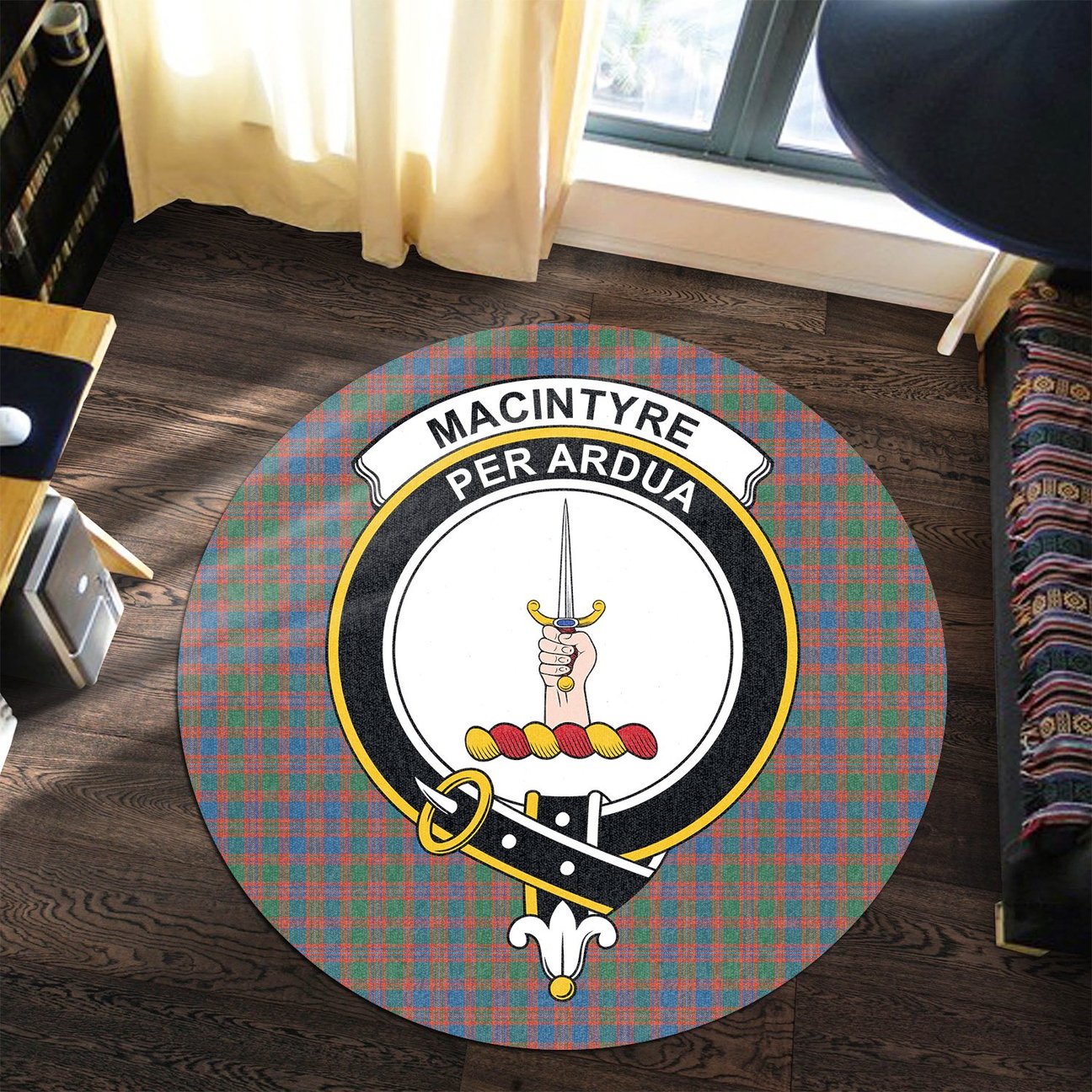 MacIntyre Ancient Tartan Crest Round Rug