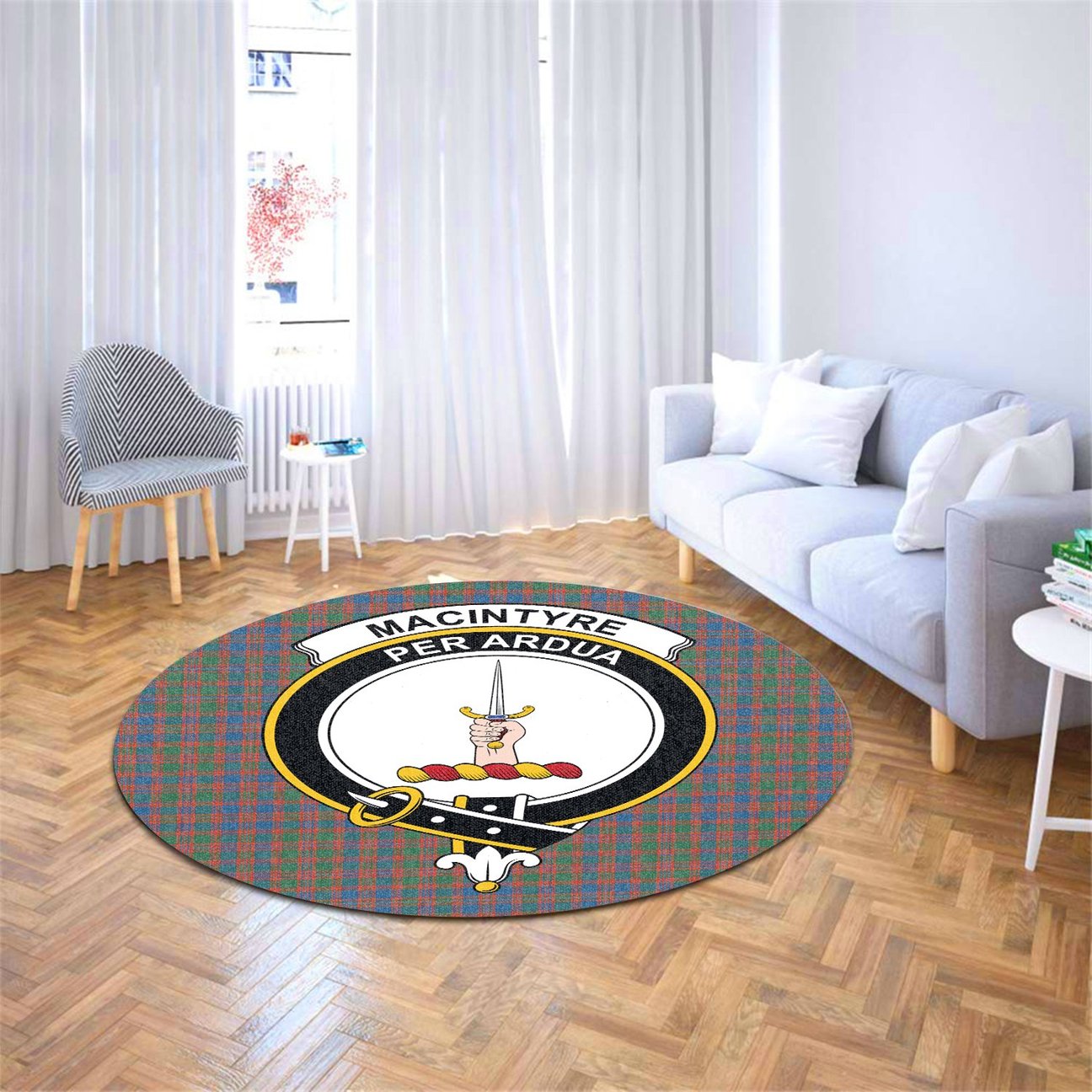 MacIntyre Ancient Tartan Crest Round Rug