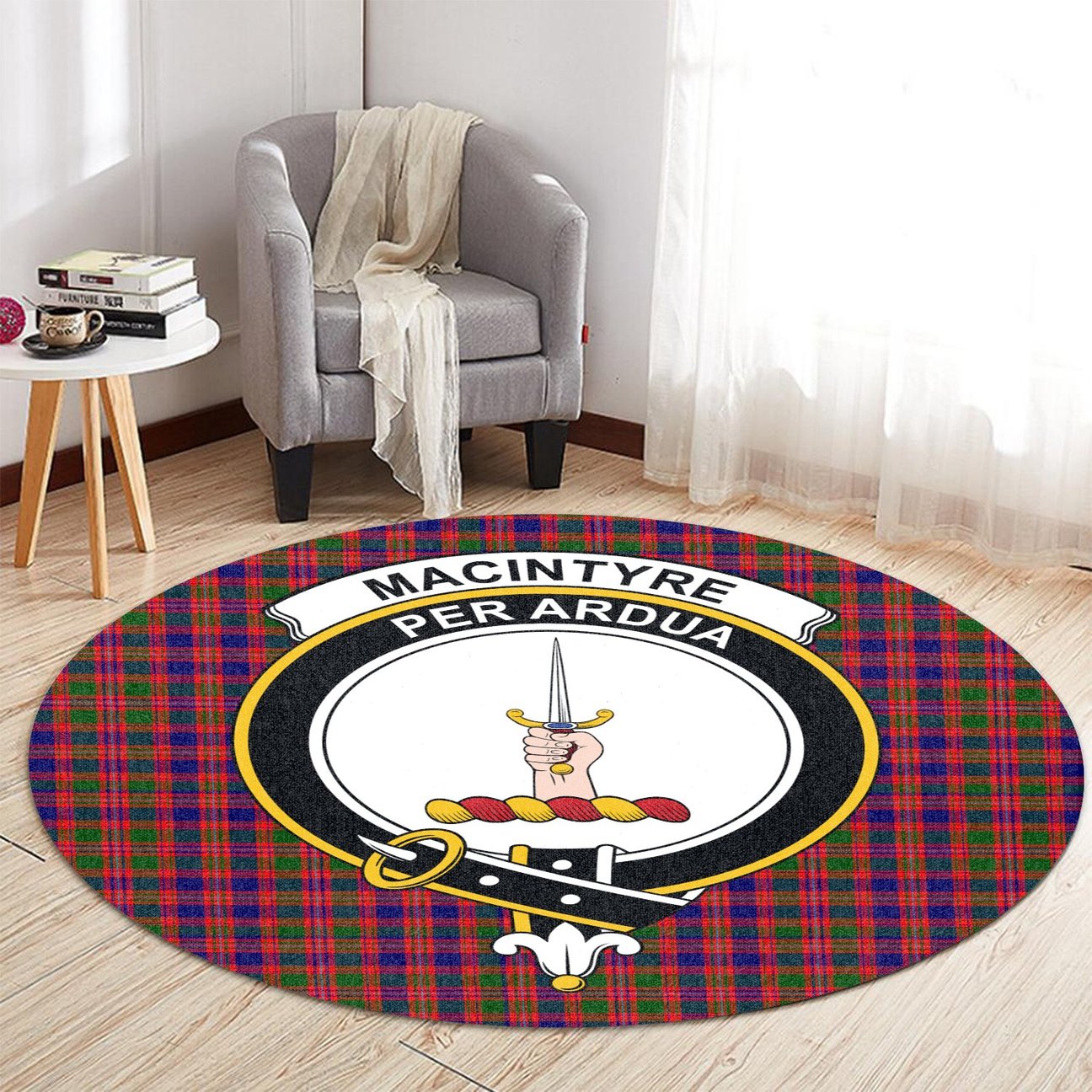 MacIntyre Modern Tartan Crest Round Rug