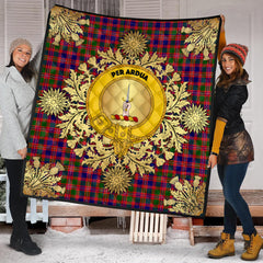 MacIntyre Modern Tartan Crest Premium Quilt - Gold Thistle Style