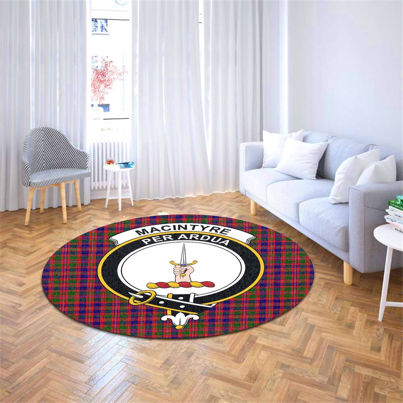 MacIntyre Modern Tartan Crest Round Rug