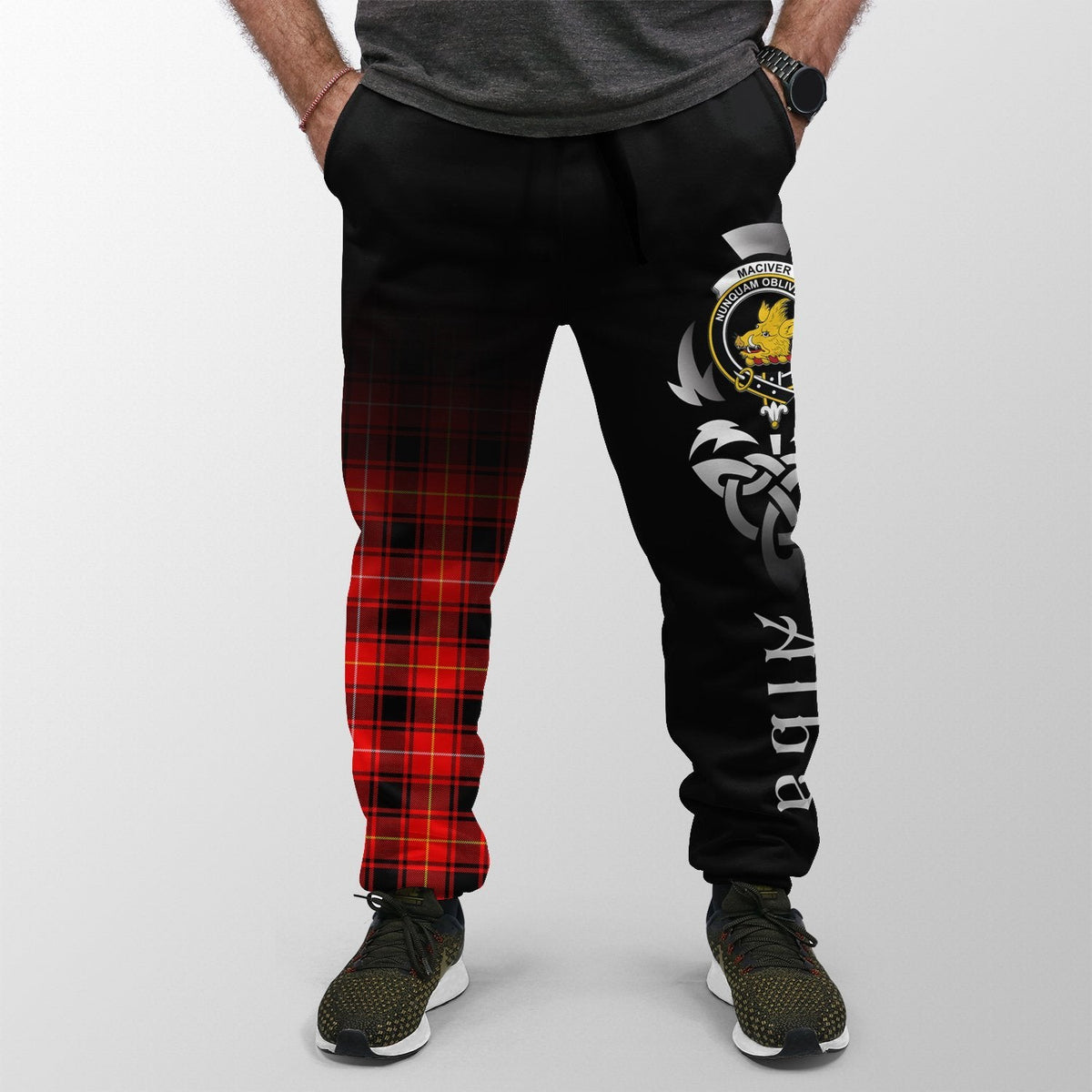 MacIver Modern Tartan Crest Jogger Sweatpants - Alba Celtic Style