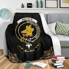 MacIver Crest Tartan Premium Blanket Black