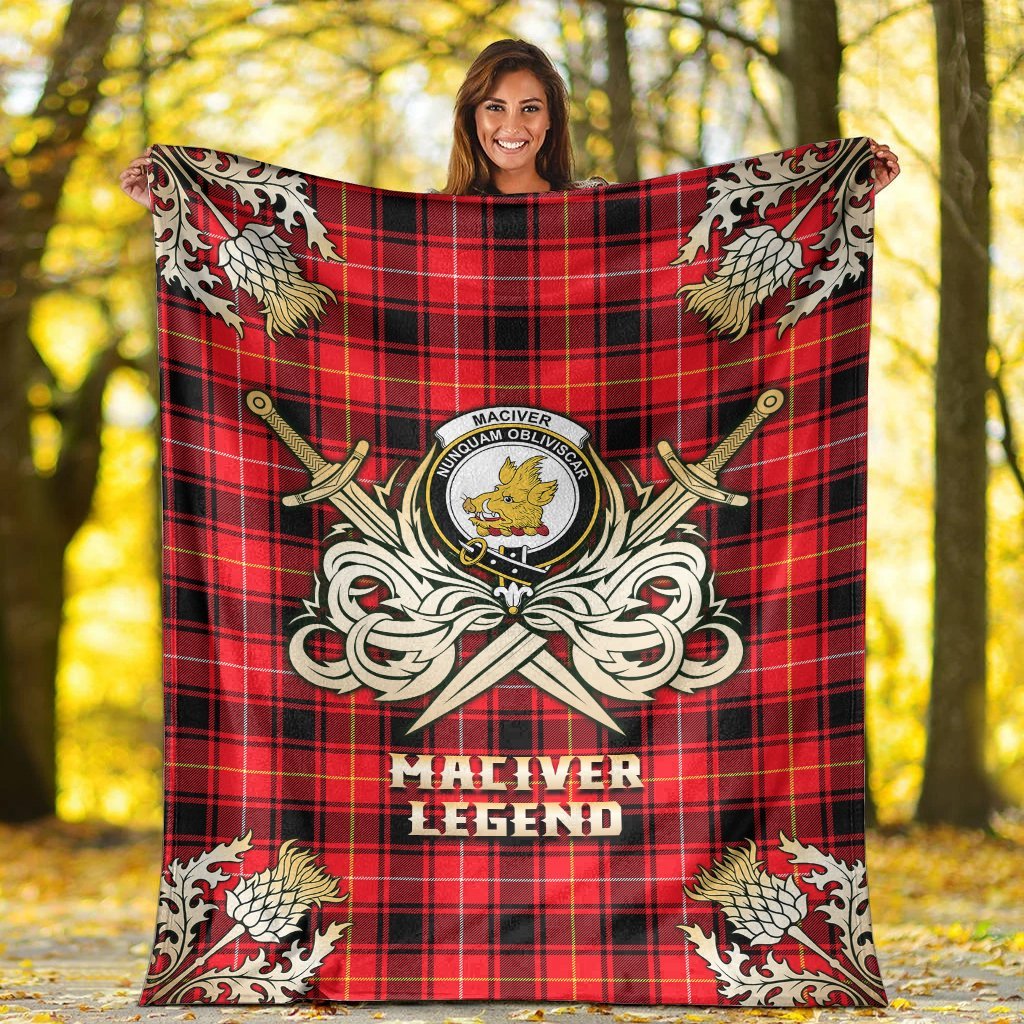 MacIver Modern Tartan Gold Courage Symbol Blanket