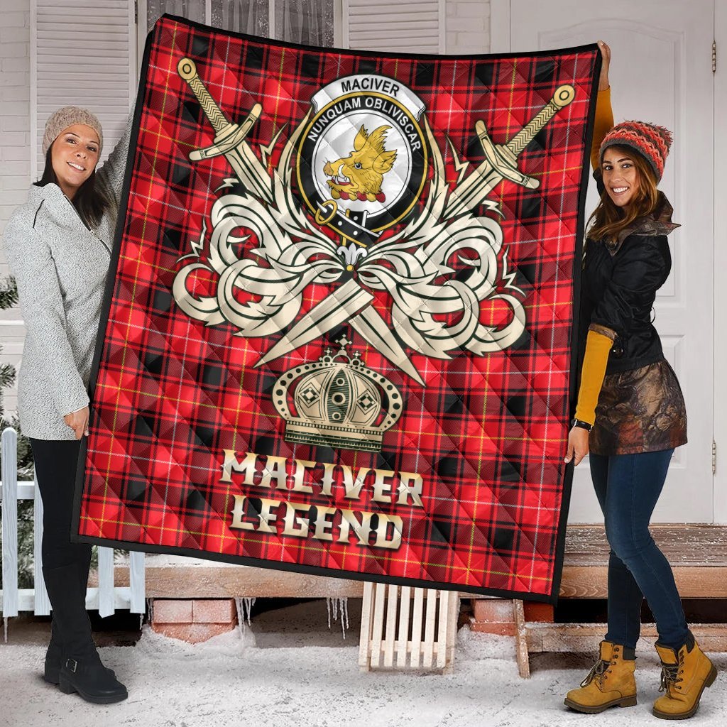 MacIver Modern Tartan Crest Legend Gold Royal Premium Quilt