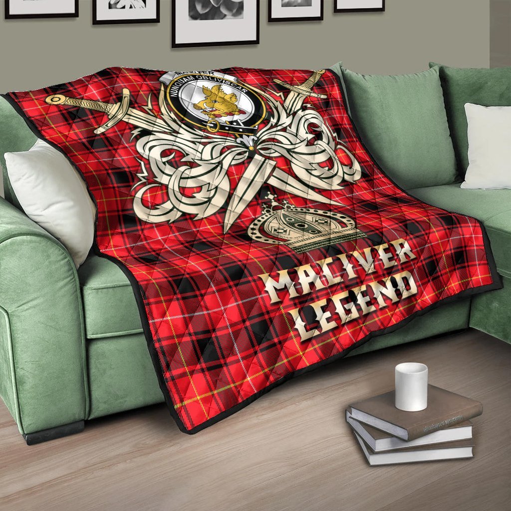 MacIver Modern Tartan Crest Legend Gold Royal Premium Quilt