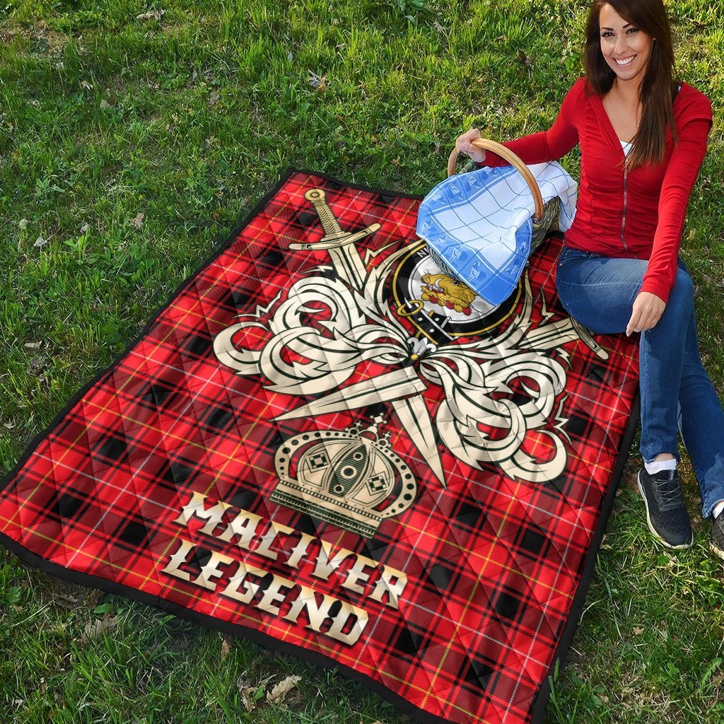 MacIver Modern Tartan Crest Legend Gold Royal Premium Quilt