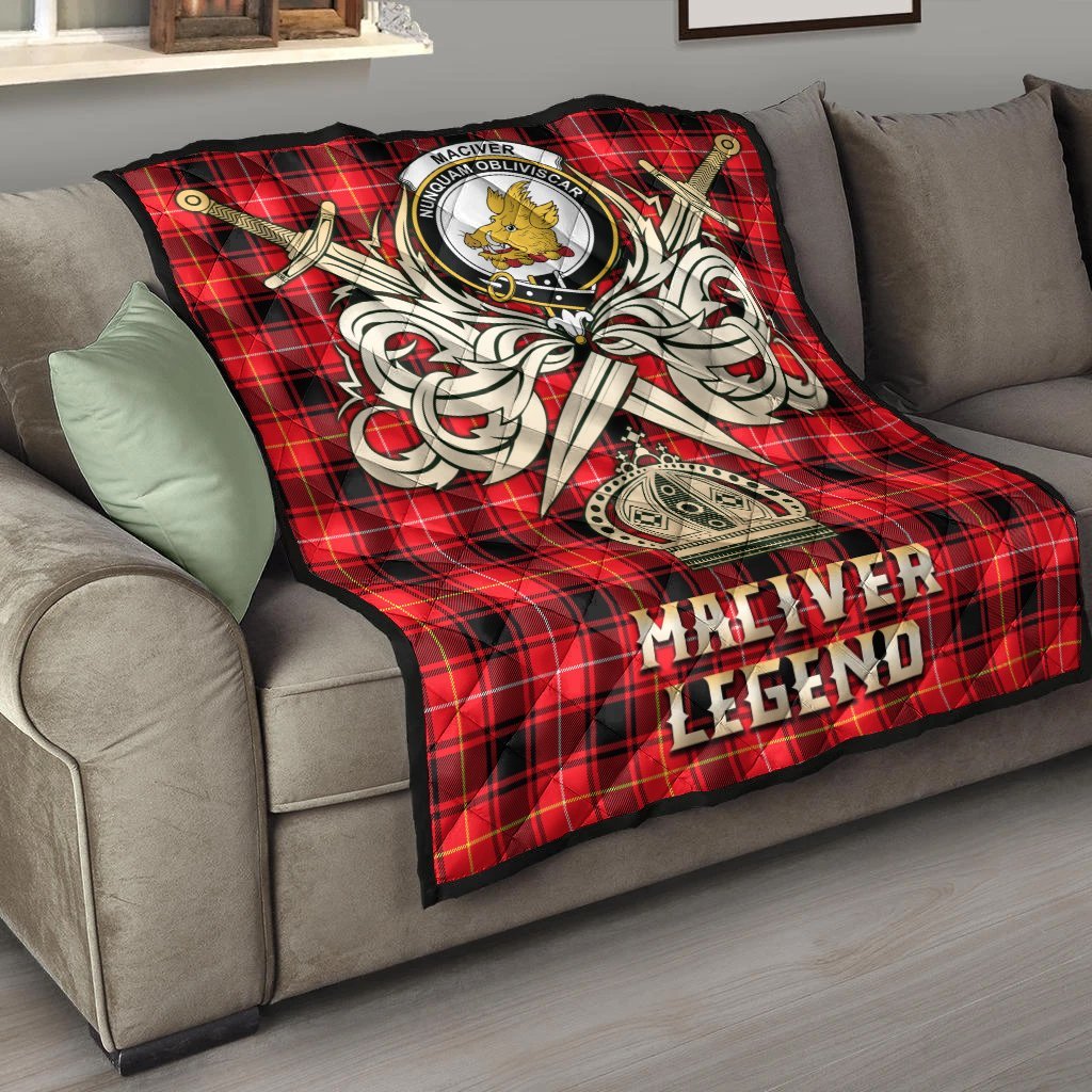 MacIver Modern Tartan Crest Legend Gold Royal Premium Quilt