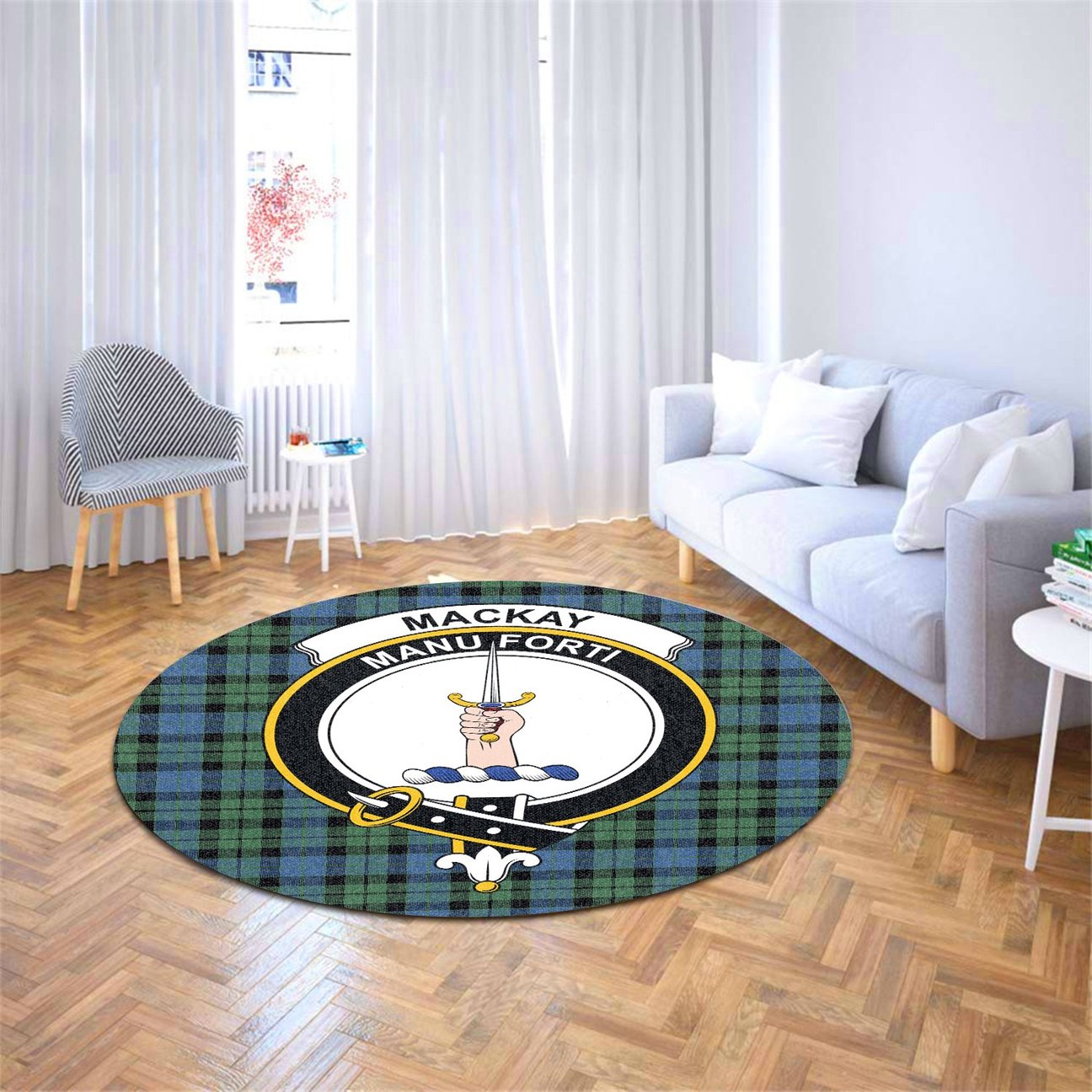 MacKay Ancient Tartan Crest Round Rug