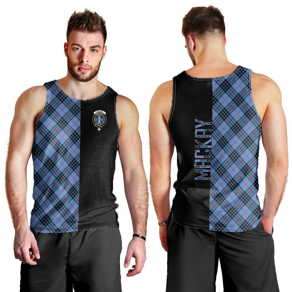 MacKay Blue Tartan Crest Men's Tank Top - Cross Style