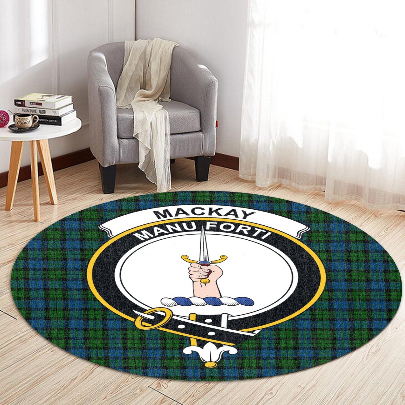 MacKay Modern Tartan Crest Round Rug