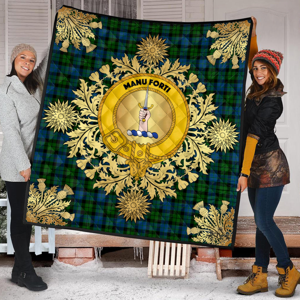 MacKay Modern Tartan Crest Premium Quilt - Gold Thistle Style